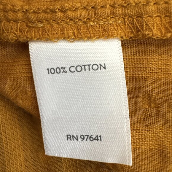 J Jill Women's M Button Popovr Tunic Blouse Gold Swiss Dot Pleated EUC - Picture 9 of 12